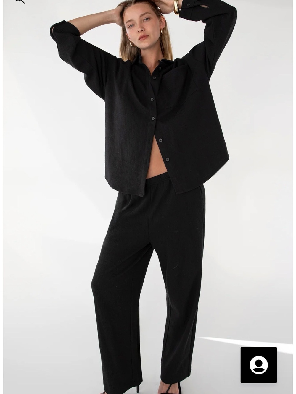 Oak + Fort Black Relaxed straight leg Pants